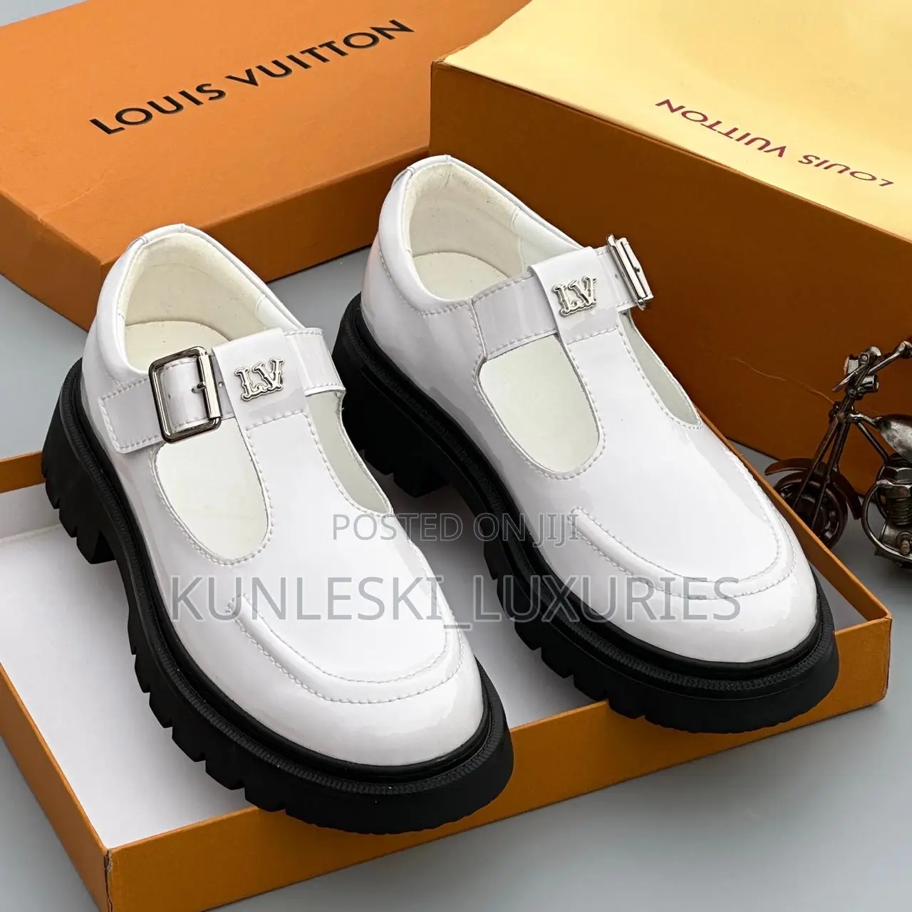 Original Louis Vuitton Patent Leather Shoe Sandals for Men