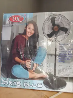 OX 18" Non Rechargeable Standing Fan (Sf-1618)-Black