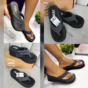 Denim Zara Wedge Slippers