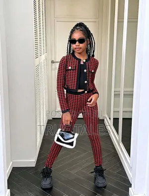 Photo - Girls' Hounds Tooth Jacket Trousers Set Ages 8 to 12 Years