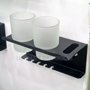 Wall Mounted Double Toothbrush Holder Black