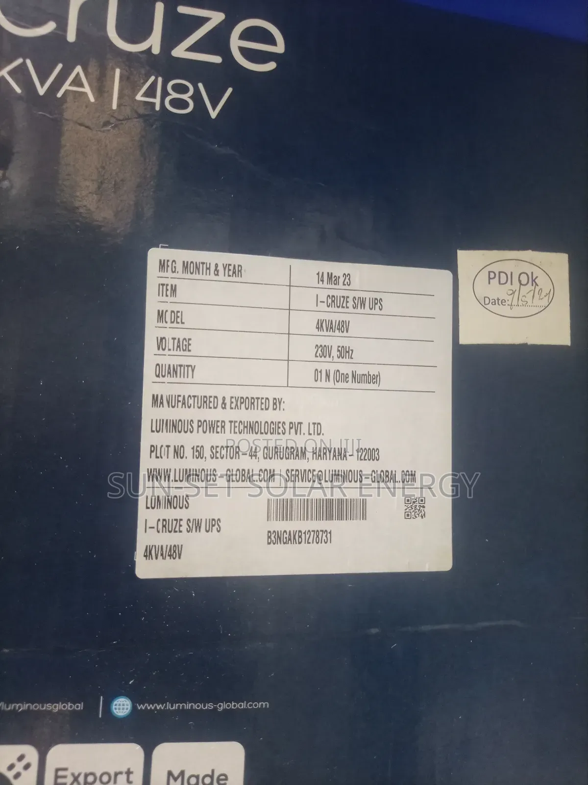 LUMINOUS Solar Inverter 4kva 48v.