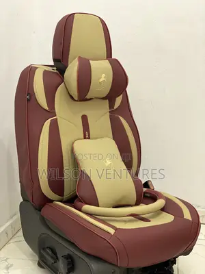 Cream and Wine Color 5 Seater Car Seat Cover