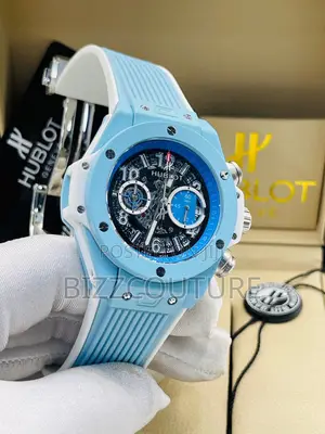 Original Hublot Chronograph Blue Rubber Strap Watch in Store