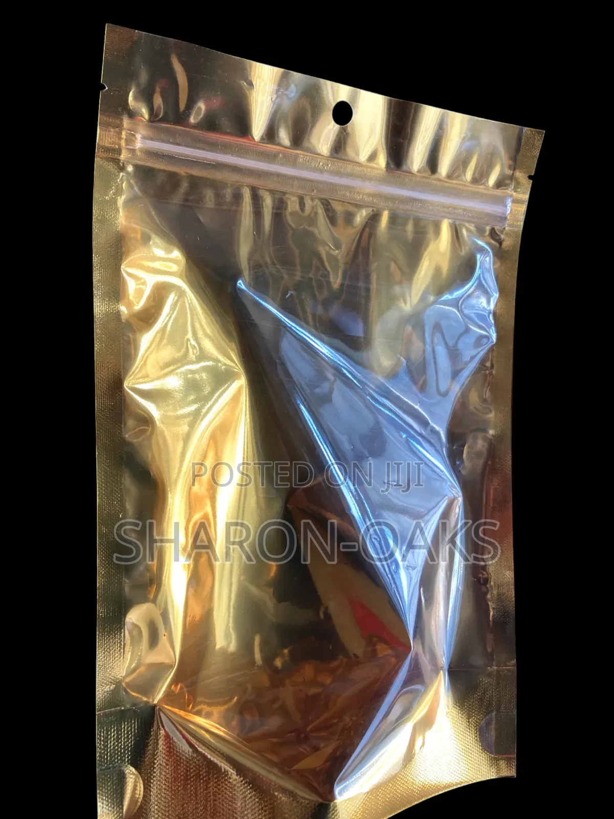 16×24cm Front Transparent Gold Pouch