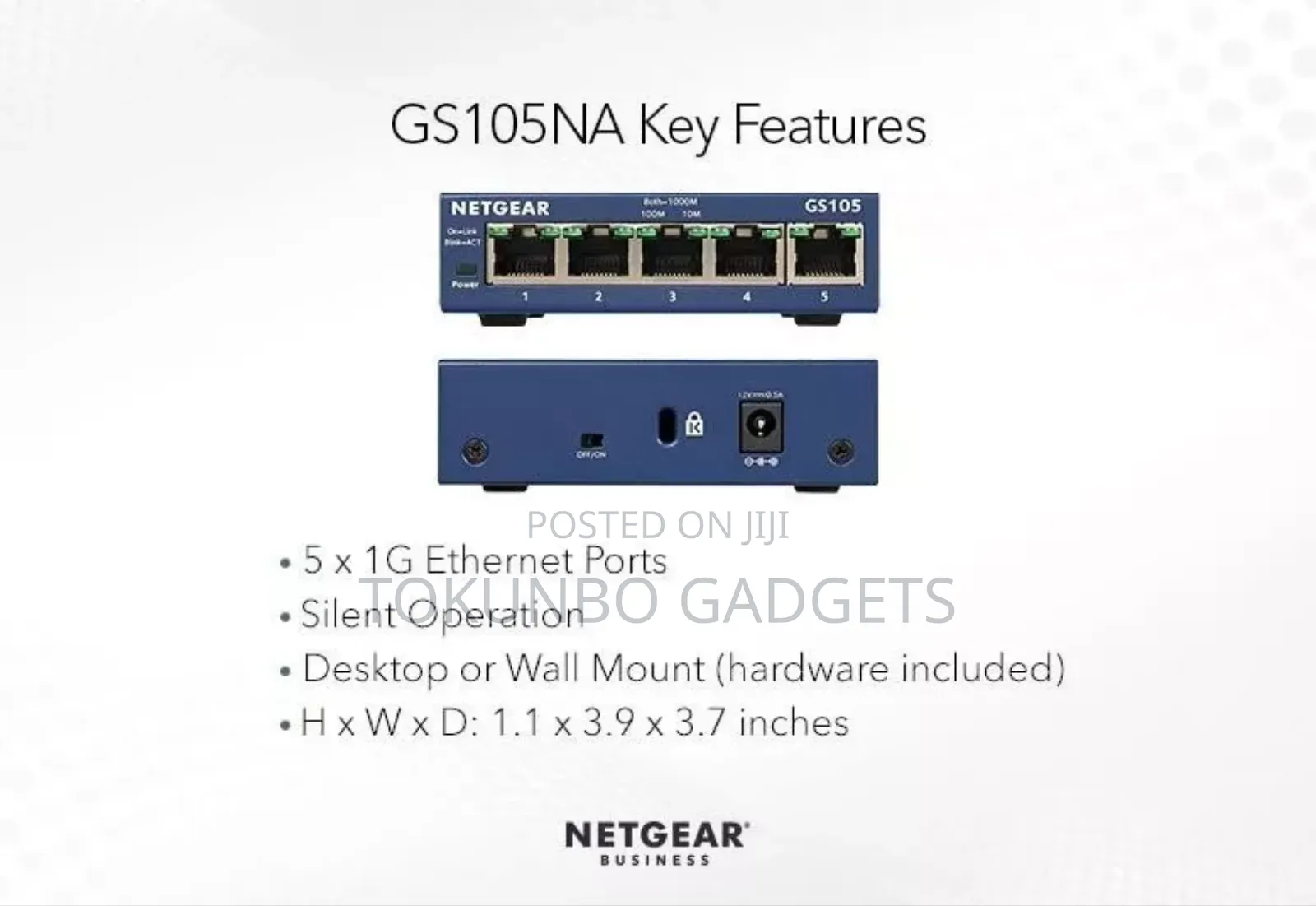 Netgear GS105 5-Port Unmanaged Gigabit Ethernet Switch
