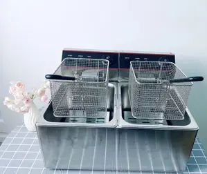 (Stainless) Double Tank Deep Fryer (8L+8L)Kitchen Deep Fryer