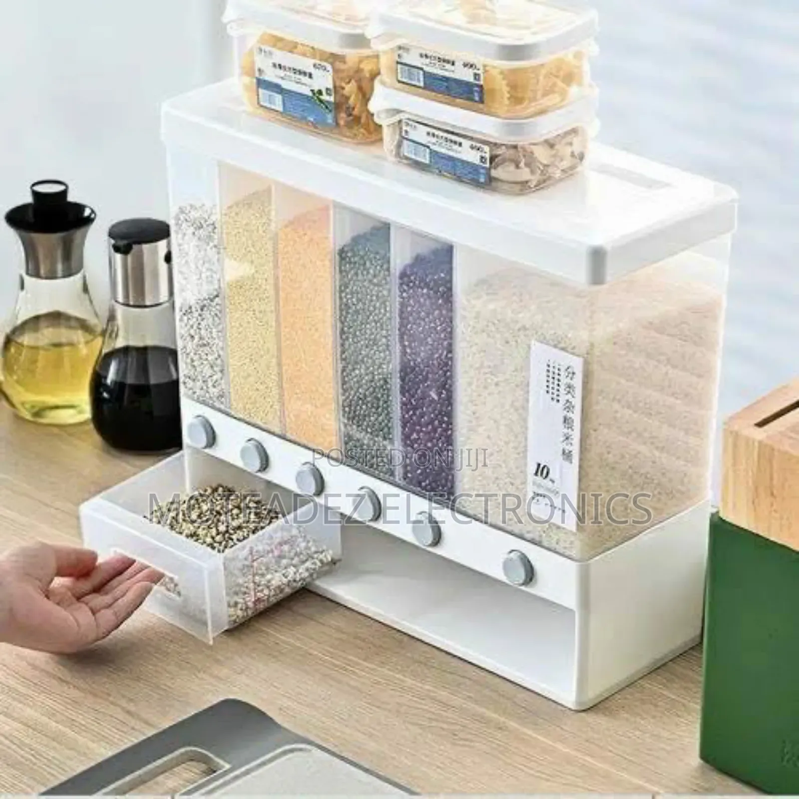 6 Partition Wall Mounted Cereal Storage/Dispenser With Cup