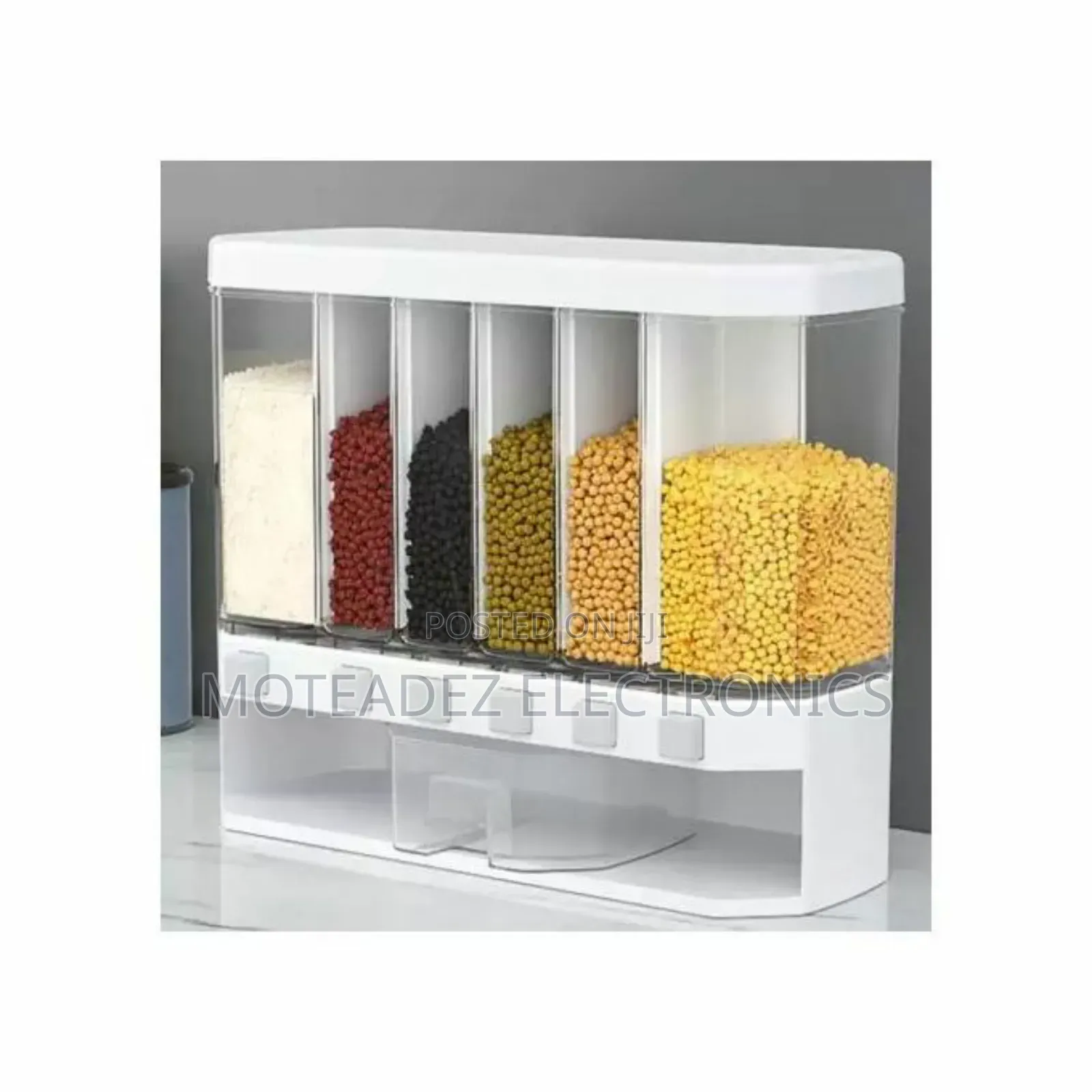 6 Partition Wall Mounted Cereal Storage/Dispenser With Cup