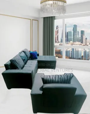 Living Room Couch. L-Shape Sofa and Single Chair. Auk01
