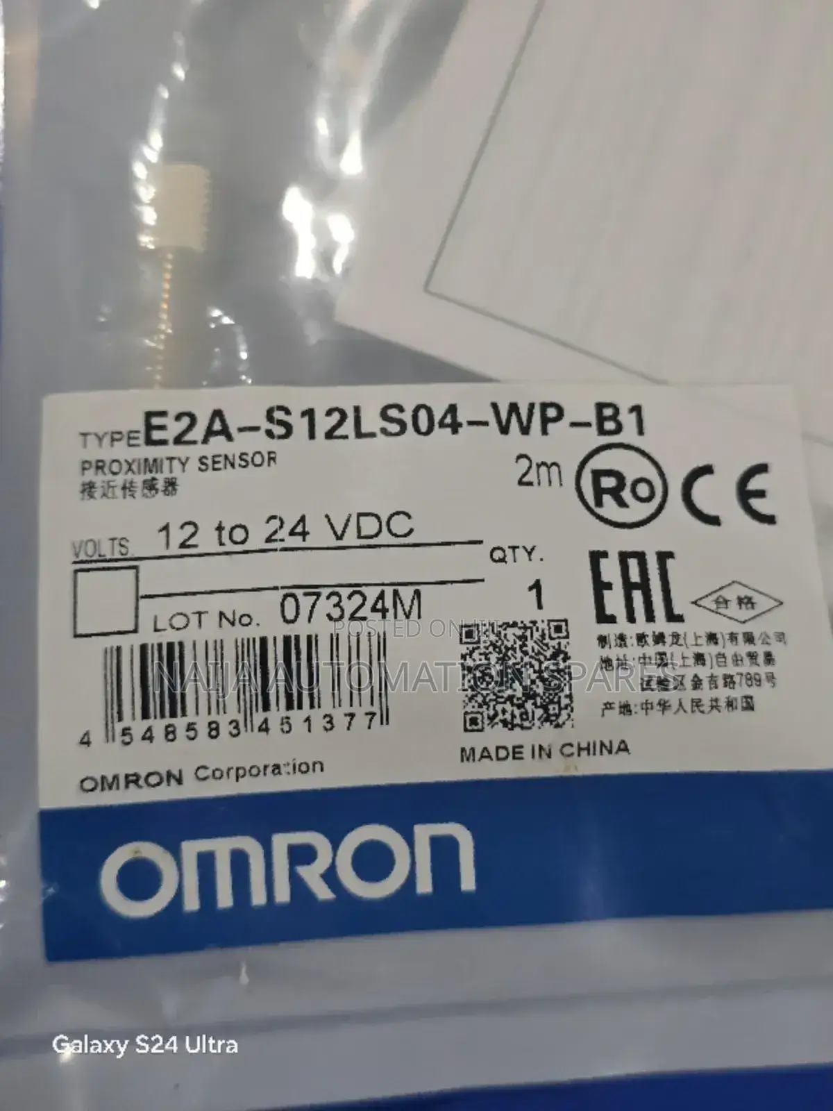Omron Inductive Proximity Sensor | E2a-S12ls04-Wp-B1 2M