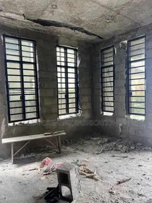 Frameless Window With Black Profile And Gray Glass