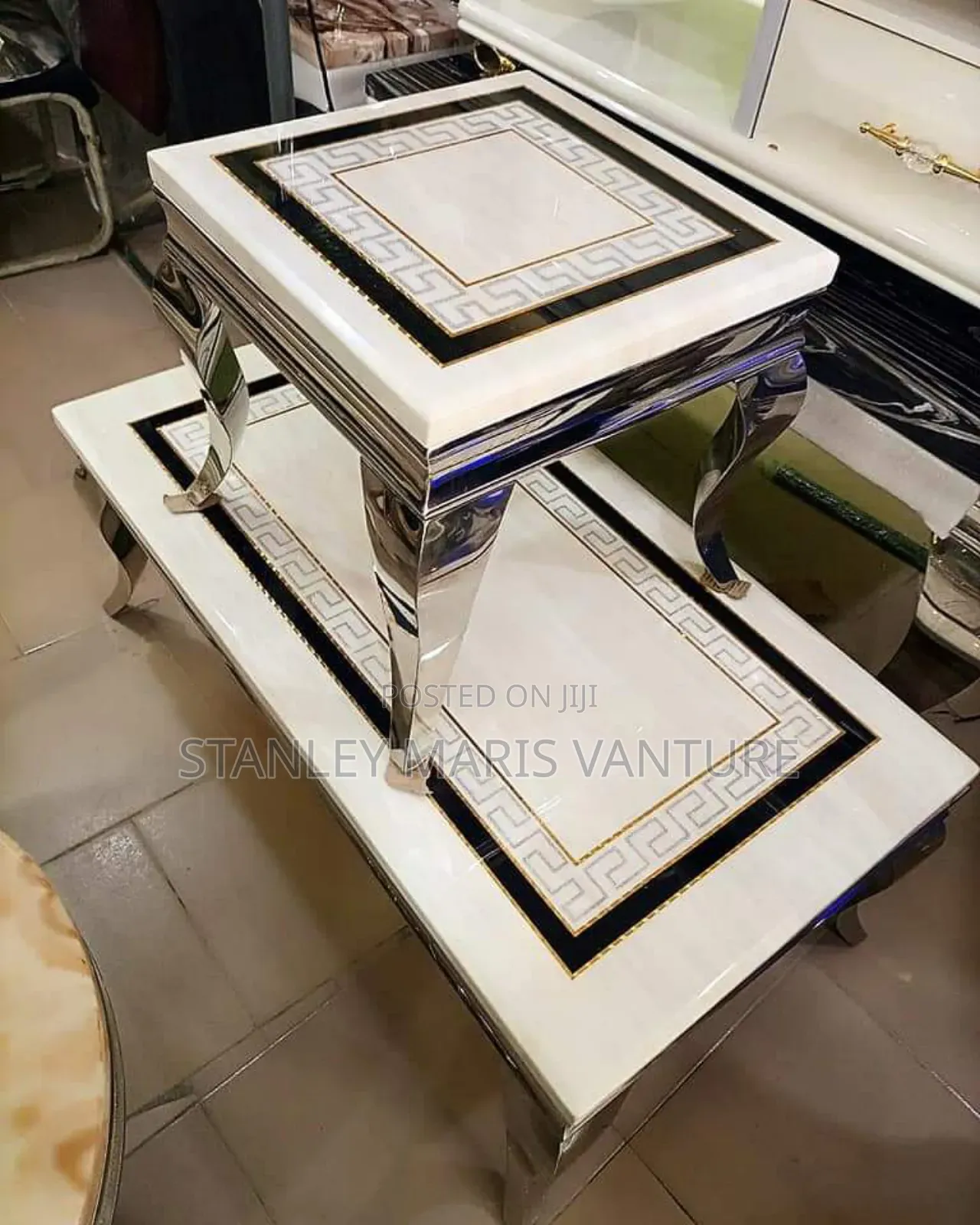 Marble Versace Center Table With Two Side Stools