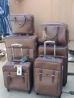 Photo - Set of 6 Brown Leather Moonlight Travelling Luggage Boxes