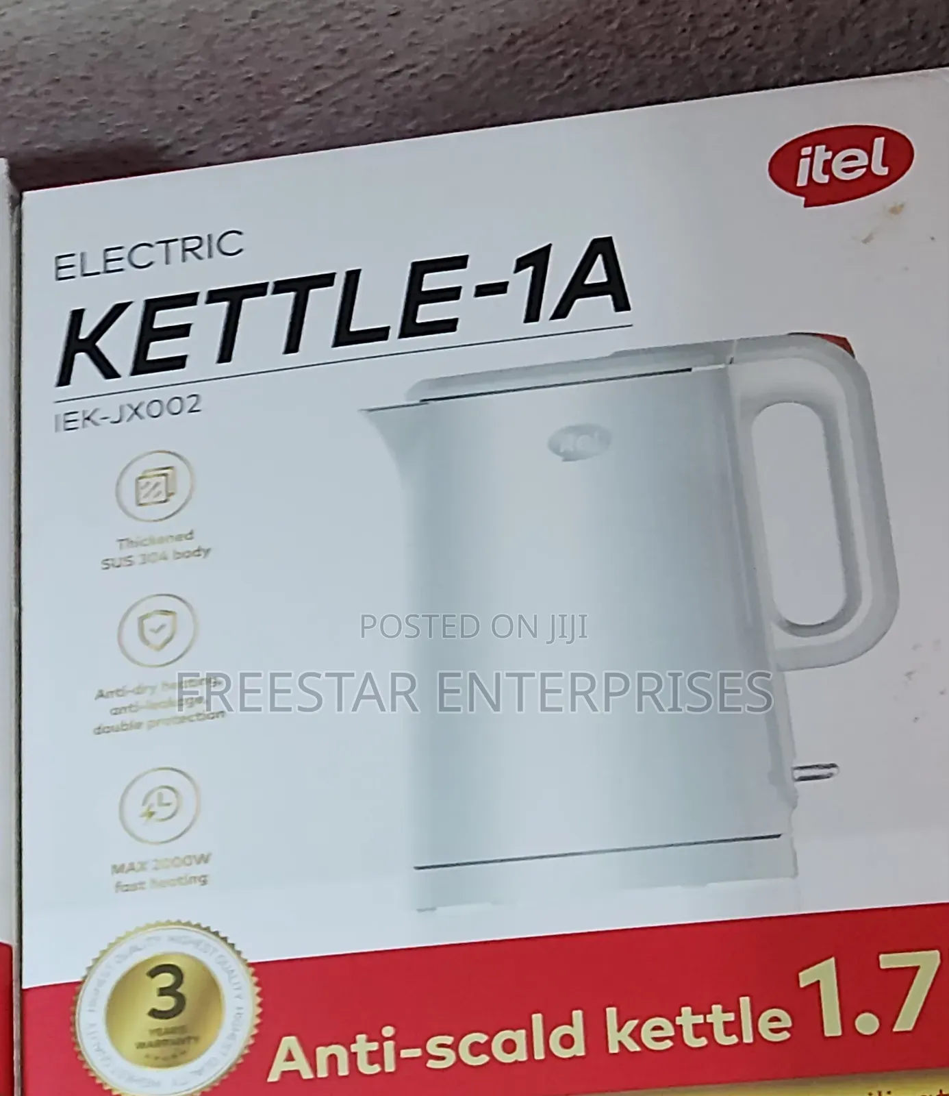 Itel Electric Kettle 1A. 1.7L Itel Electric Kettle.