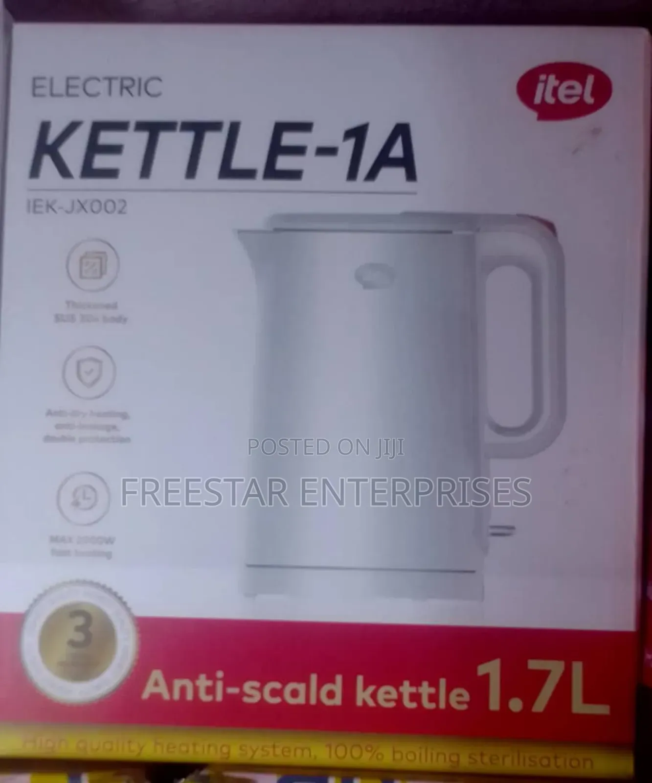 Itel Electric Kettle 1A. 1.7L Itel Electric Kettle.