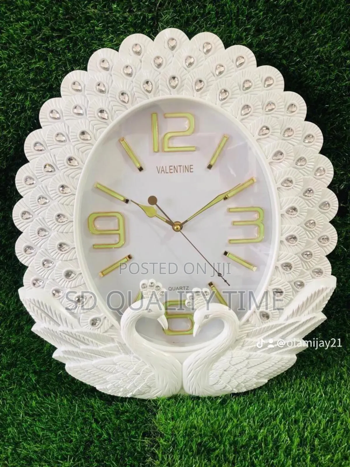 White Peacock Wall Clock