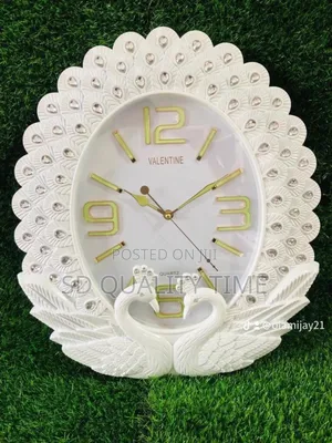 White Peacock Wall Clock