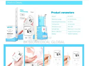 Blood Glucometer LCD Digital Display Blood and Test Strips