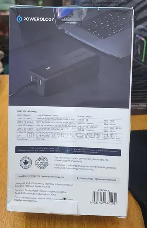 Powerology Onyx 30000mah 100w Laptop Power Bank