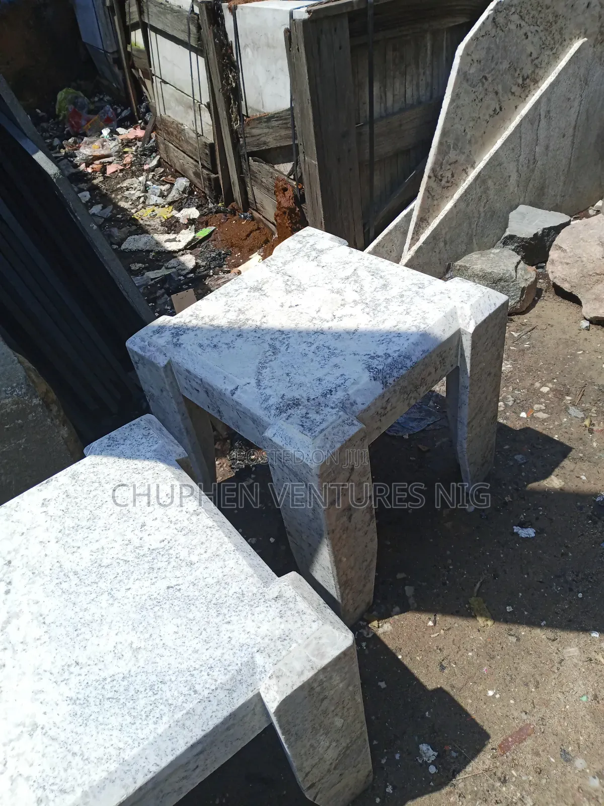 Marble/Granite Top Center Table and Side Stools