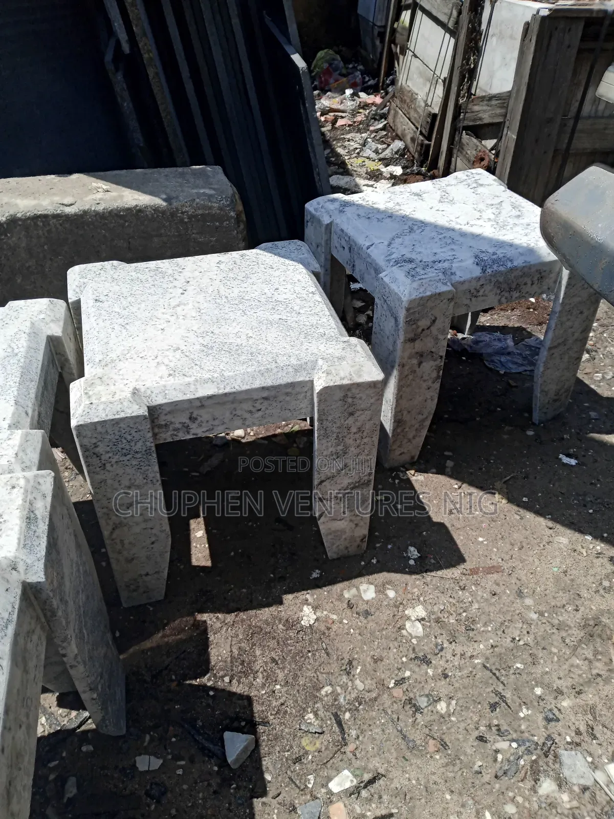 Marble/Granite Top Center Table and Side Stools