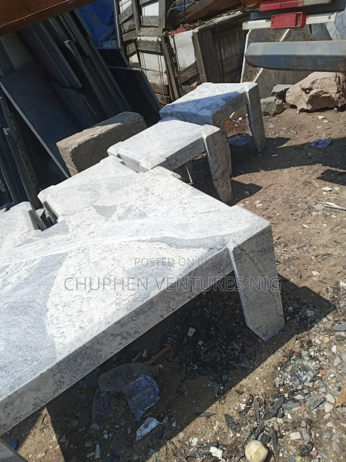 Marble/Granite Top Center Table and Side Stools
