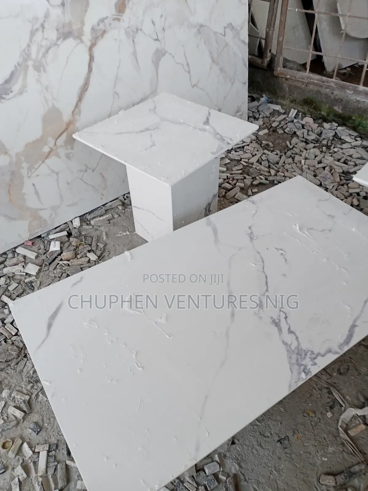 Marble/Granite Top Center Table and Side Stools