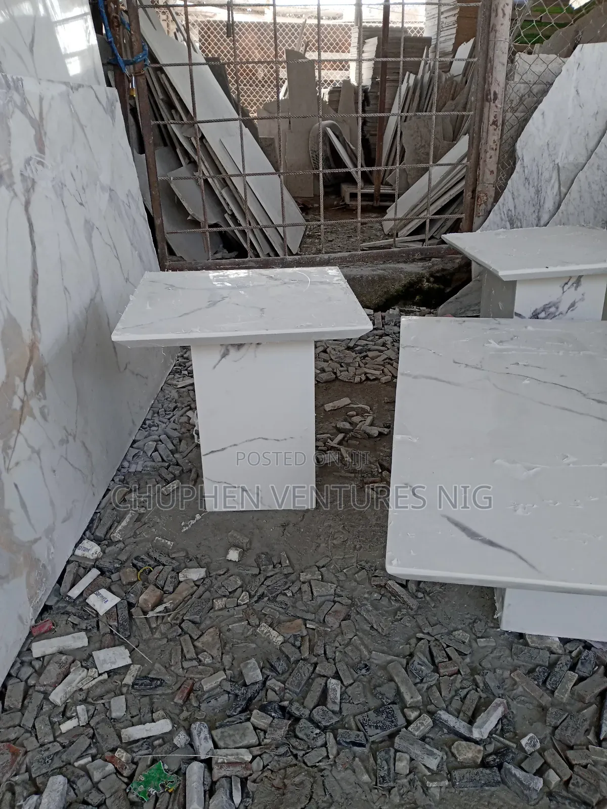 Marble/Granite Top Center Table and Side Stools