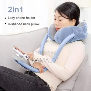 2-in-1 U-Shaped Pillow With Gooseneck Phone Holder