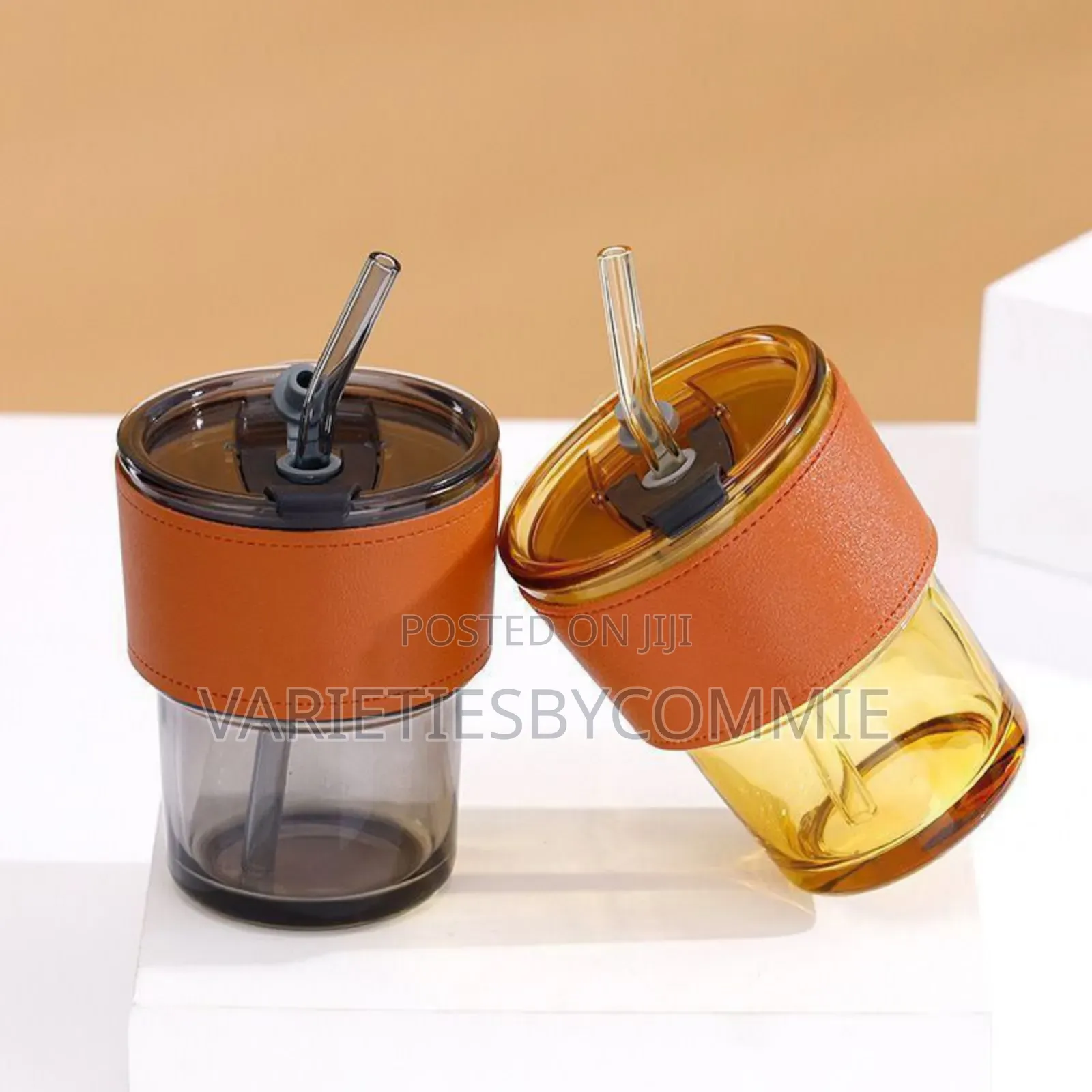 500ml Slub Glass With Straw