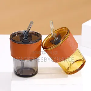 500ml Slub Glass With Straw
