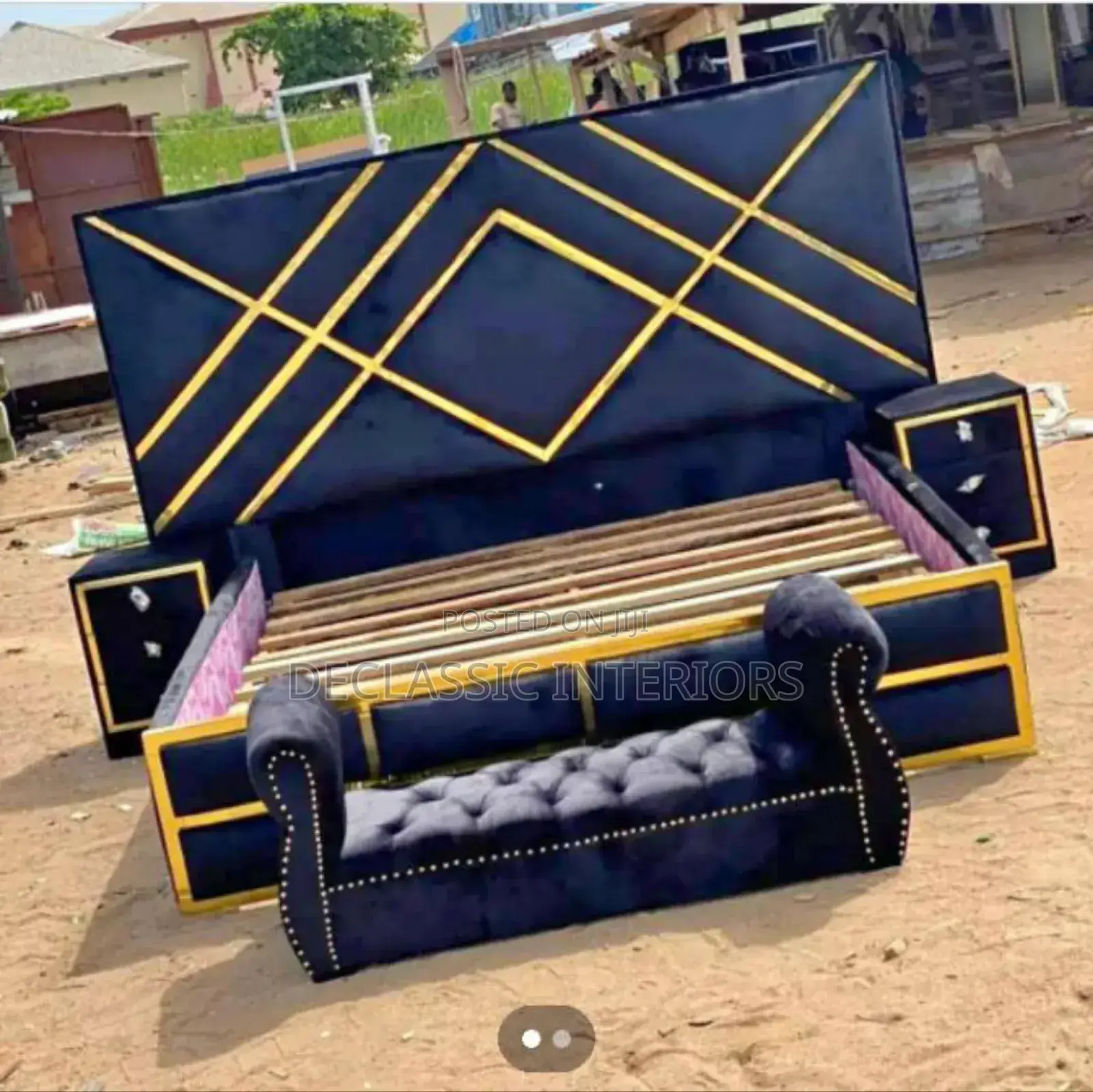 6by6 Bed Frame With Side Drawer and Puff