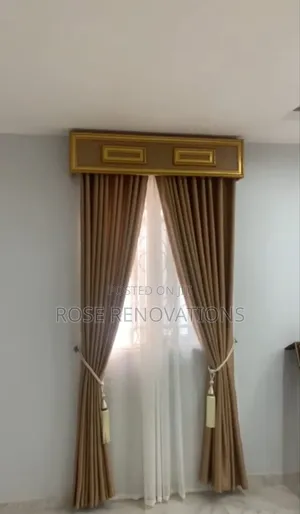 Brown Curtain With Cornice Box at the Top at 4500 Per Yard