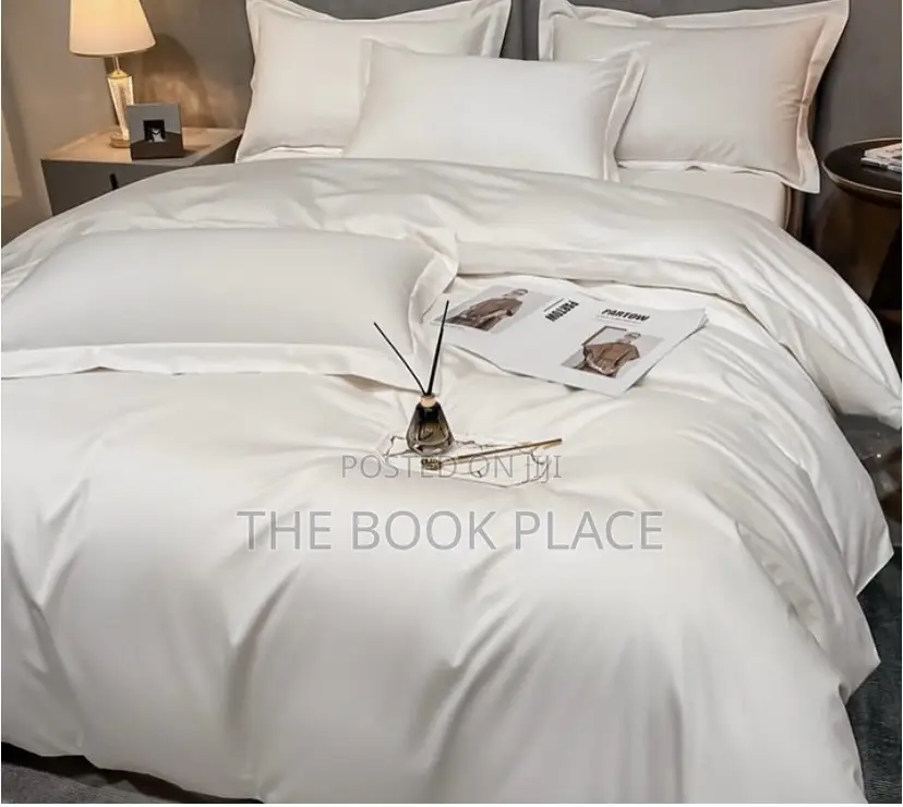 Cream Plain Silky Bedsheet Set
