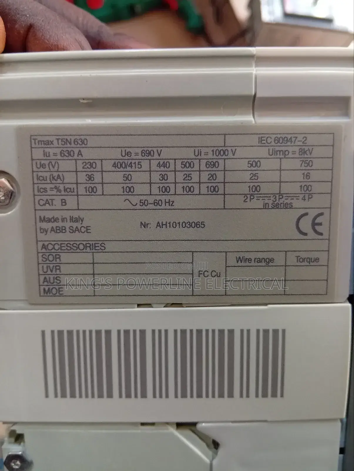 630amps McCb Breaker 4pole ABB