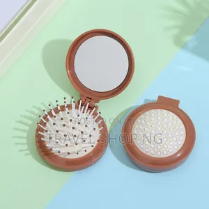 2-in-1 Mirror Brush Compact: Portable Beauty Essentials