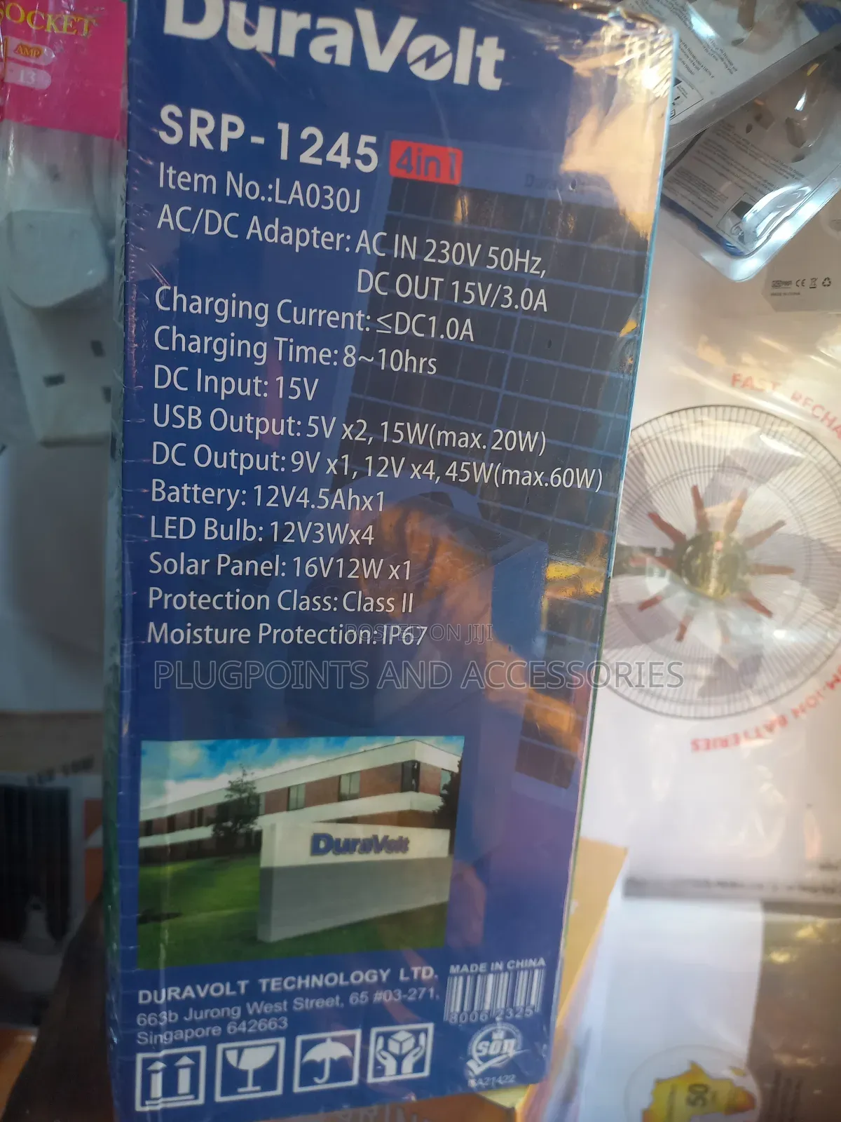 Duravolt Solar Rechargeable Pack 4 in 1 SRP-1245