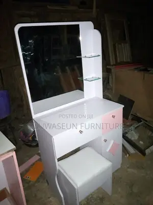 Dressing Mirror With Drawers and Stool