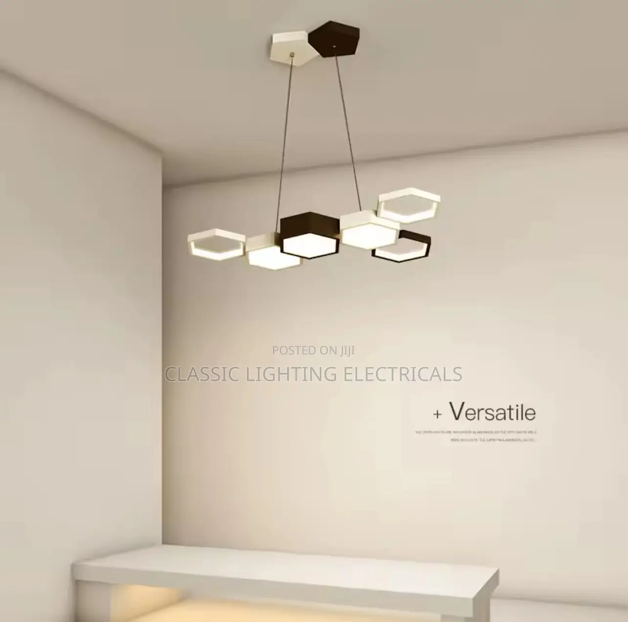 Simple Modern LED Hexagonal Chandelier Dining Room Light