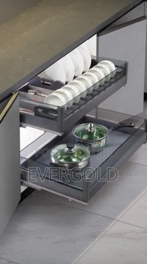Complete Set of Drawer Glass Plate Rack and Pot Rack Glass