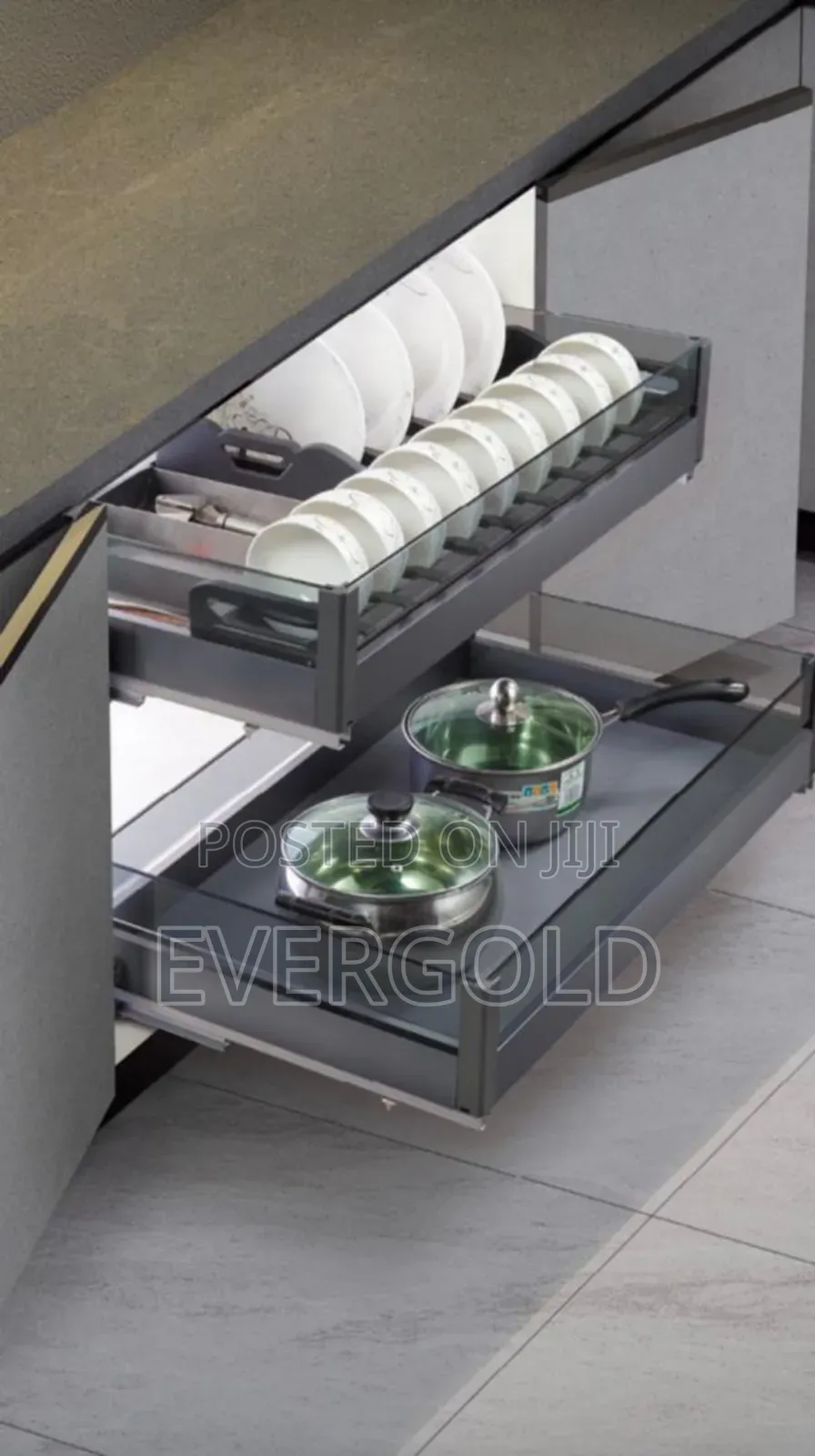 Complete Set of Drawer Glass Plate Rack and Pot Rack Glass