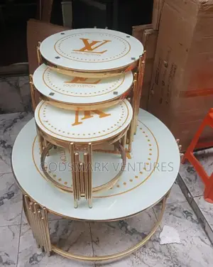Marble Center Table and Side Stools.