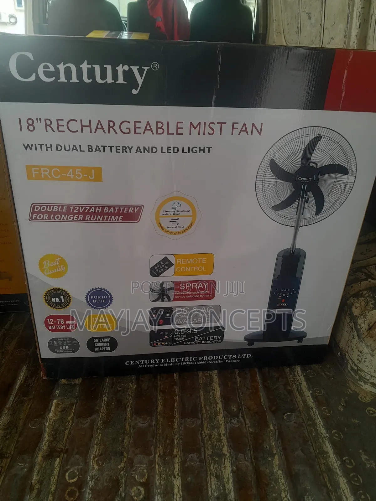 18" Century AC/DC Mist Fan With Double Battery-Upto 2 Days