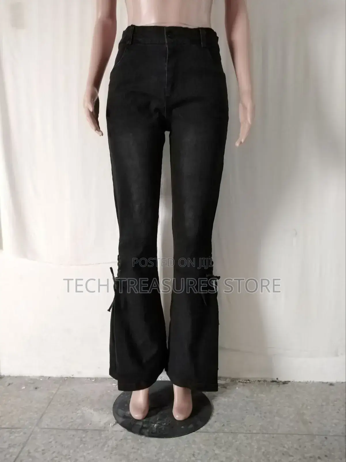High Waist Palazzo Jean Black
