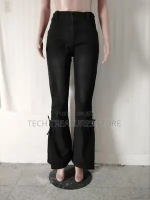 High Waist Palazzo Jean Black