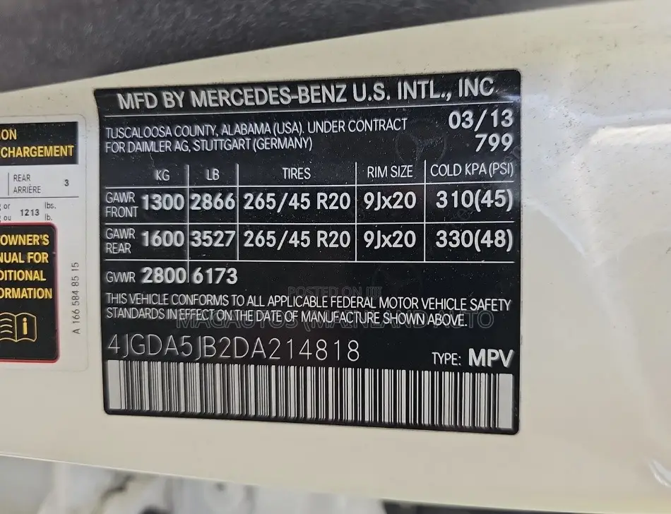 Mercedes-Benz M Class ML 350 4Matic 2013 White