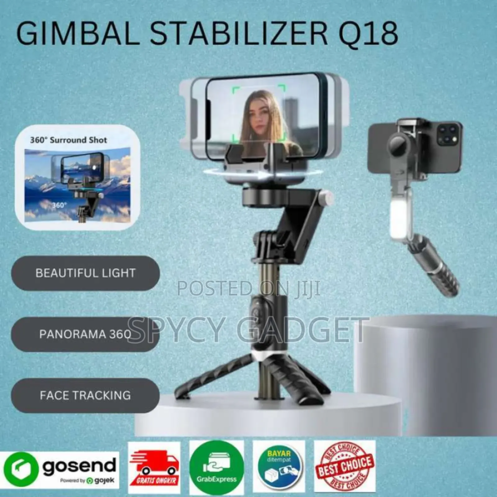 Q18 Desktop Tripod Gimbal Stabilizer With Light