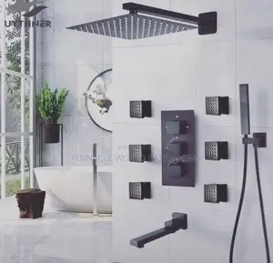 Executive England Black 6ways Jet Conduit Wall Showers
