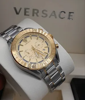 Photo - Versace Two Tone Chain GOLD Dial Chrono Watch